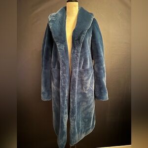 Blue fun fur coat